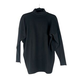 Vintage 100% Wool Black Long Sleeve Classic Minimalist Turtleneck Sweater Medium